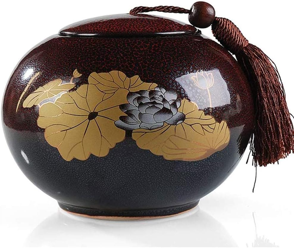 Funeral, Small Cremation Ashes, Ceramic Human Can Memorial, with Metal Cover System