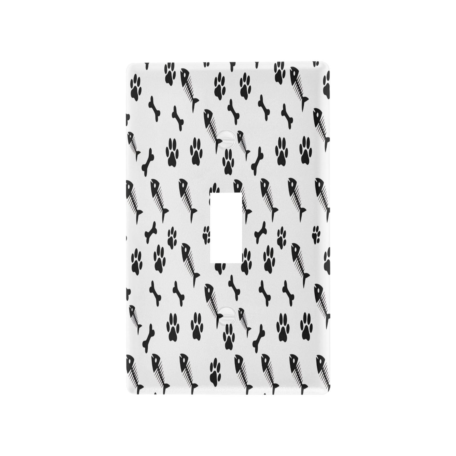 BOESI Doodle Fish Bone and Claw Light Switch Cover Trim, Switch Panel Trim, Receptacle Cover, Double Receptacle Receptacle Cover, 4.53 * 2.76 inches