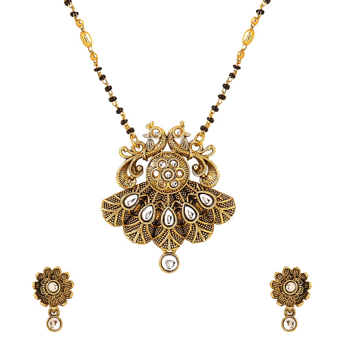 Yellow Chimes Mangalsutra for women Traditional Black Beads Mangalsutra for Women | Gold Plated Peacock Designed Mangalsutra with Earrings | Anniversary Gift for Wife Birthday Gift for Women and Girls (B0BM4Q8NSR) Amazon Price History, Amazon Price Tracker
