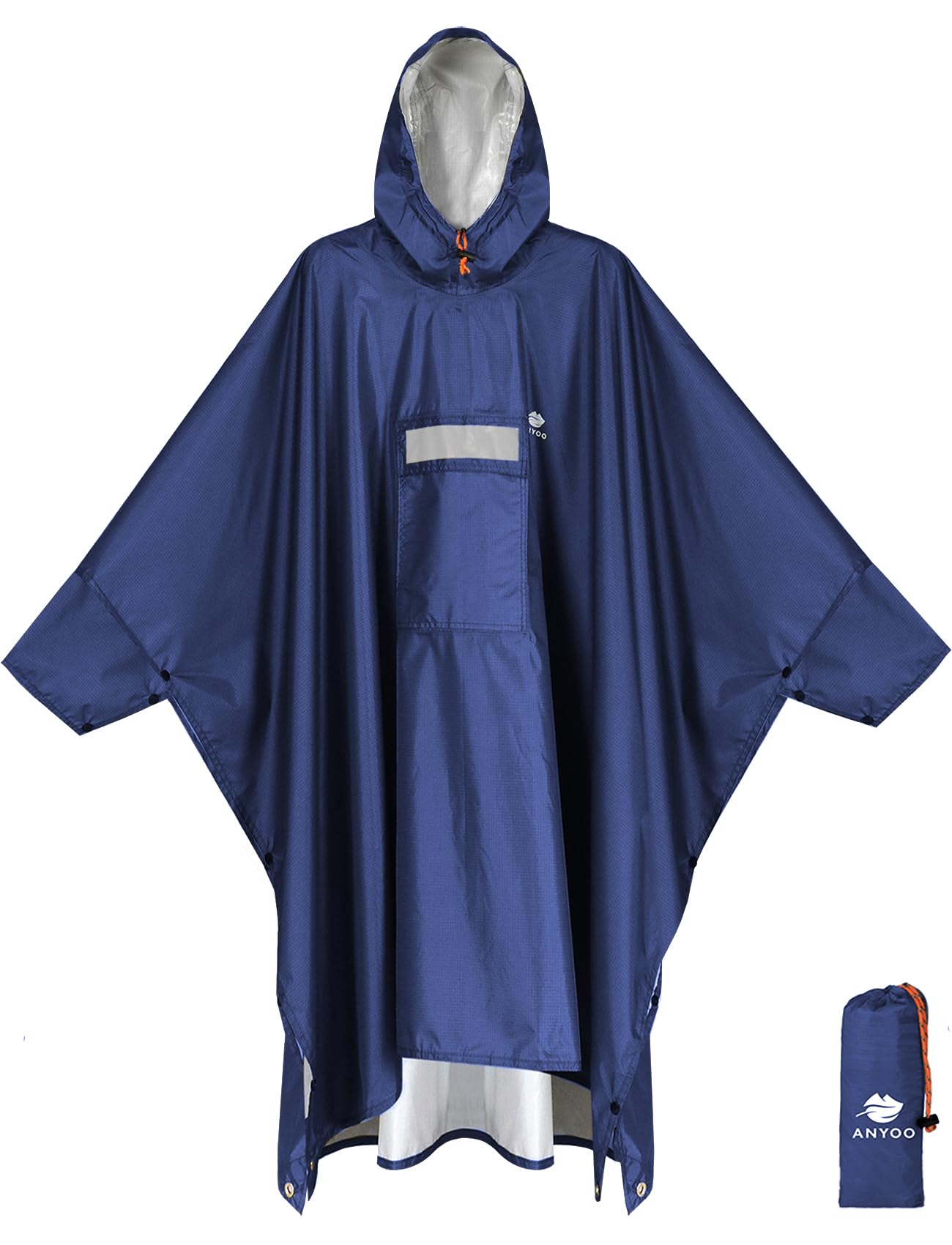 ANYOO Hooded Rain Poncho for Adult Waterproof Lightweight Raincoat