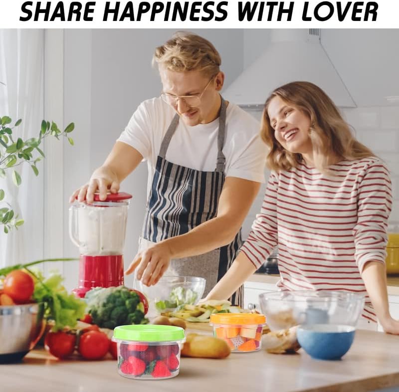 Miniatura 5 de Paquete de 36 recipientes de plástico reutilizables para congelador, pequeños frascos de delicatessen con tapa de rosca para alimentos, boca ancha,