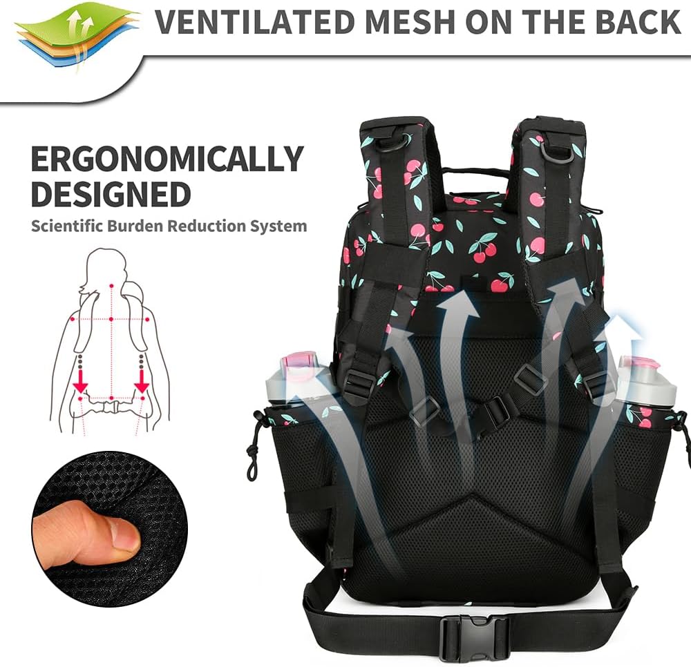 45L Military Tactical Backpacks 3 Days Assault Pack Bag Fitness Rucksack 3 Day Bug Out Bag Hiking Treeking Molle Daypack (Cherry) - Image 4