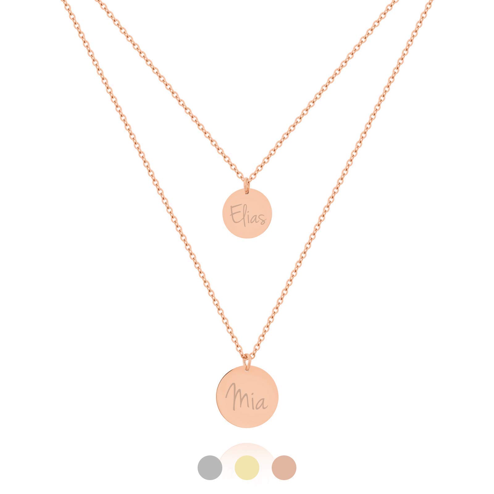 JOLA – mehrlagige Kette mit Gravur |10mm 12mm Plättchen Anhänger mit Namen | 316L Edelstahl | Namenskette | personalisierter Schmuck | Geschenke zum Valentinstag Muttertag Geburtstag Jahrestag