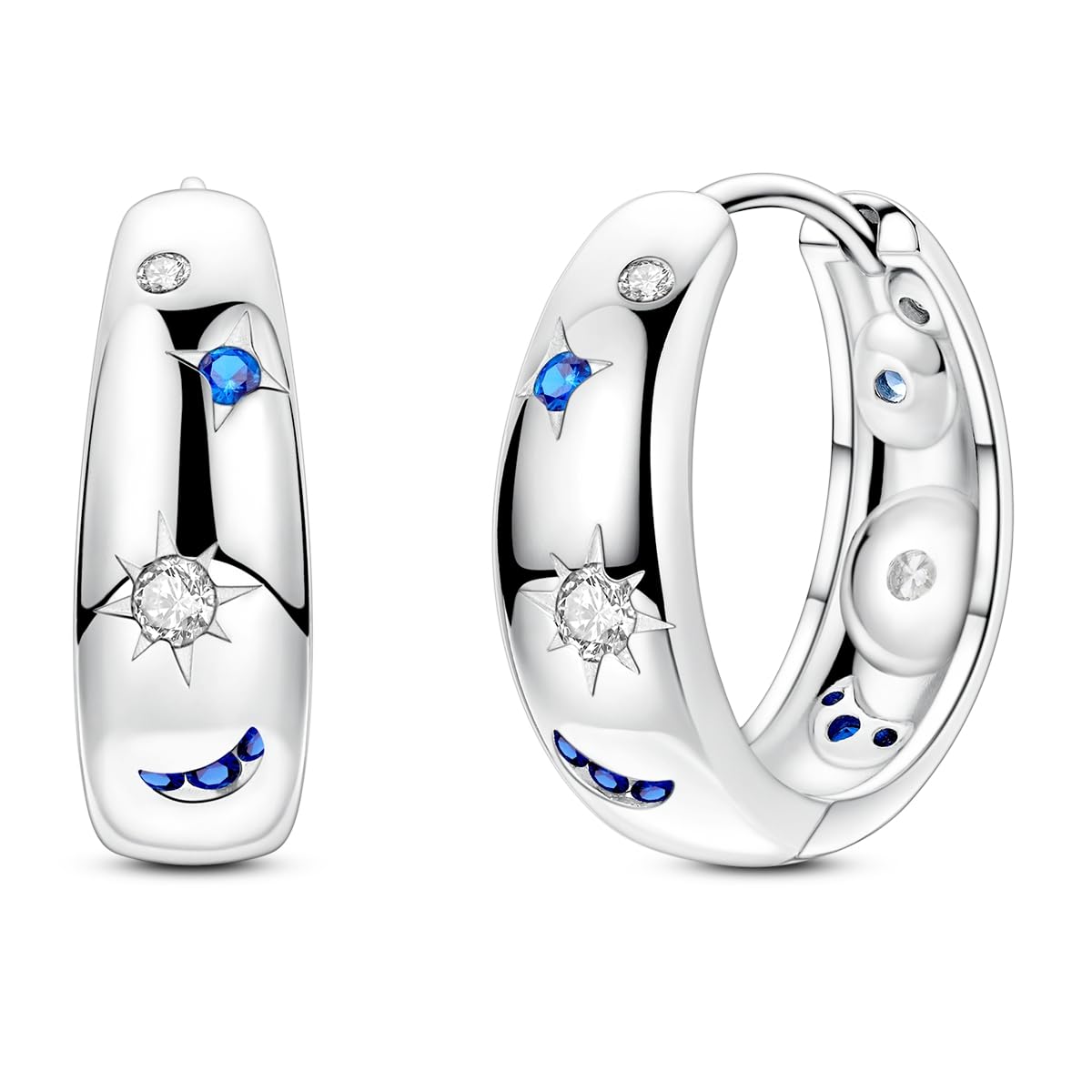 NARMO 925 Sterling Silber Sonne Ohrringe für Damen Blue Moon Ohrringe