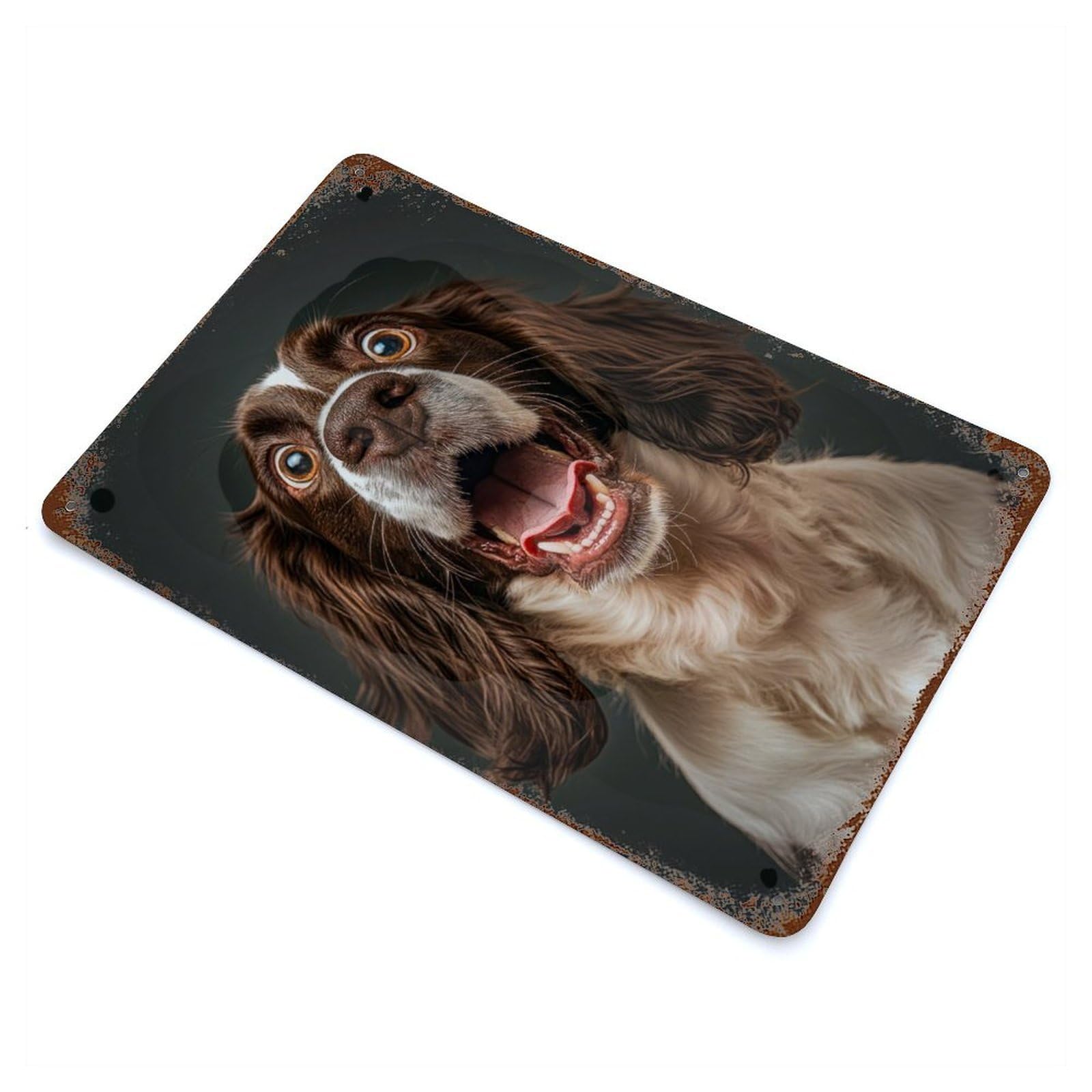 Surprised Springer Spaniel Vintage Metal Tin Sign 11.8"x7.9", for Garage, Bar And Workshop Decor, Old School Wall Decor