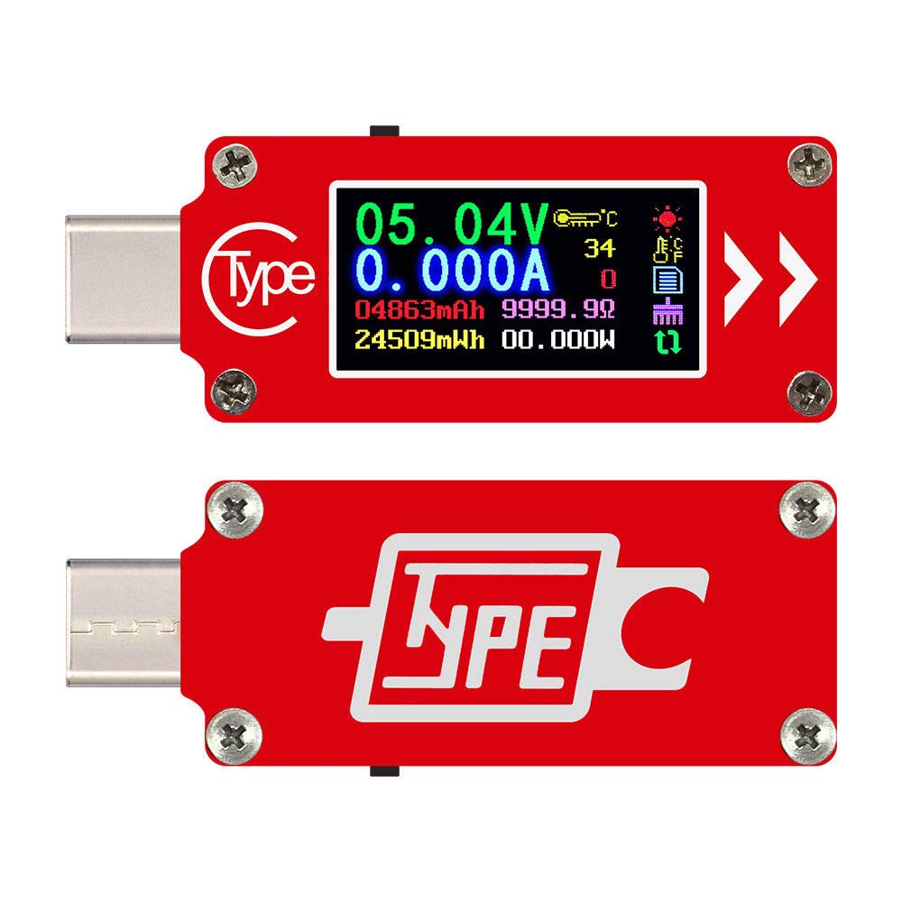 diymore USB C Power Meter, USB C Tester Power Meter,Type C Voltage and Current Tester Meter, Power Bank Capacity,Working Time Ammeter Voltmeter USB Cable Charger Detector LED Display