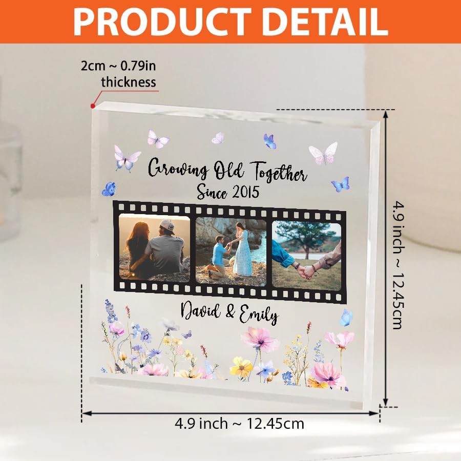 Miniatura 3 de Growing Old Together - Placa acrílica de collage de fotos, regalo personalizado de aniversario para parejas, regalos de San Valentín para ella,
