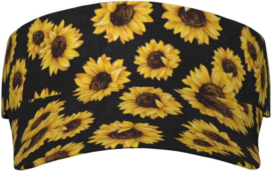 Golden Sunflowers Adult Sunscreen Hat, Summer Sunshade with an Open Top Design,Golf Visors for Men,Fishing-Hats