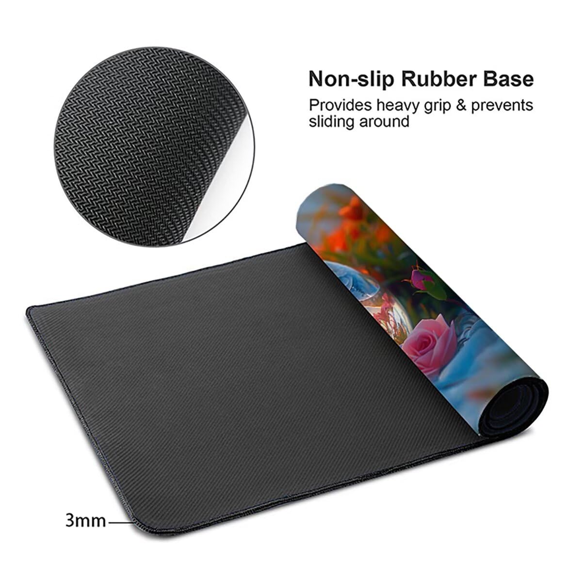 Alfombrilla Ratón Gaming XXL, Gaming Mouse Pad 1200x600x3mm, Protector Escritorio Antideslizante, Alfombrilla de Ratón Flor Planta Mousepad Grande, Tapete Raton para Jugadores de PC Oficina LMDT9099