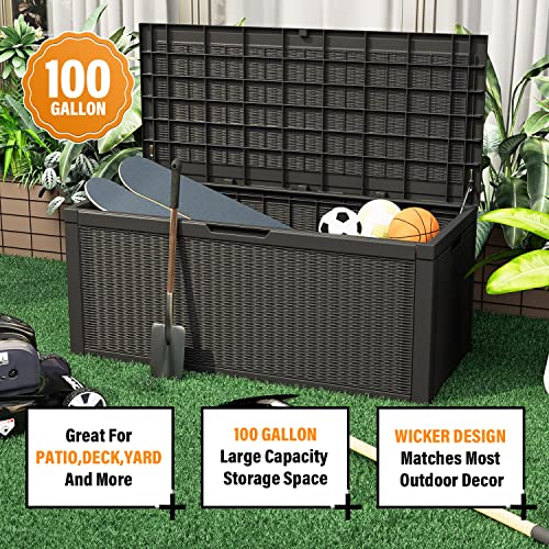 Paylesshere 100 GALLONS DECK BOX Multifunctional Waterproof Outdoor Storage Storage Box Bench thumb #3