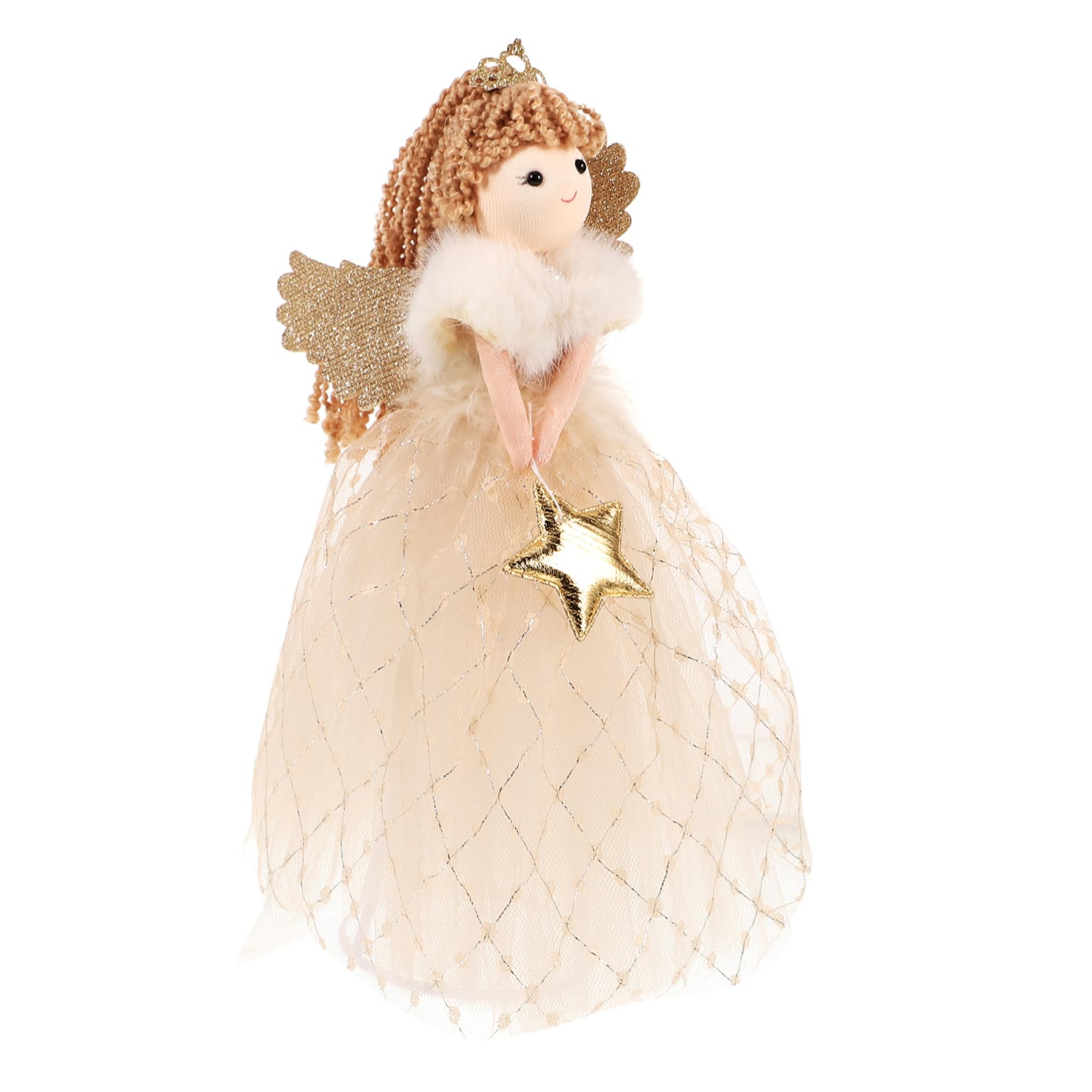 ERINGOGO Decoración De Ángel Dorado para Árbol De Navidad Adorno Colgante De Tela Suave Estilo Caricatura para Fiesta Navideña y Decoración del Hogar