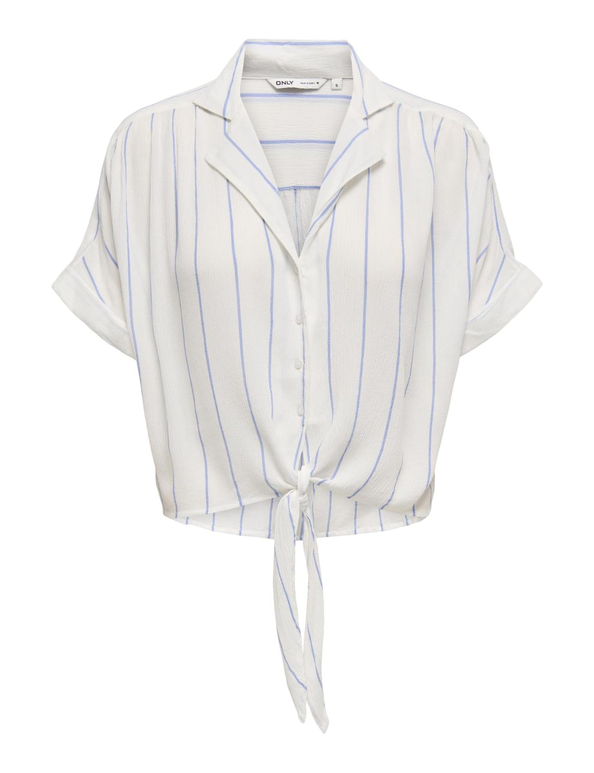 ONLY Onlpaula Life S/S Tie Shirt WVN Noos, Cloud Dancer, S
