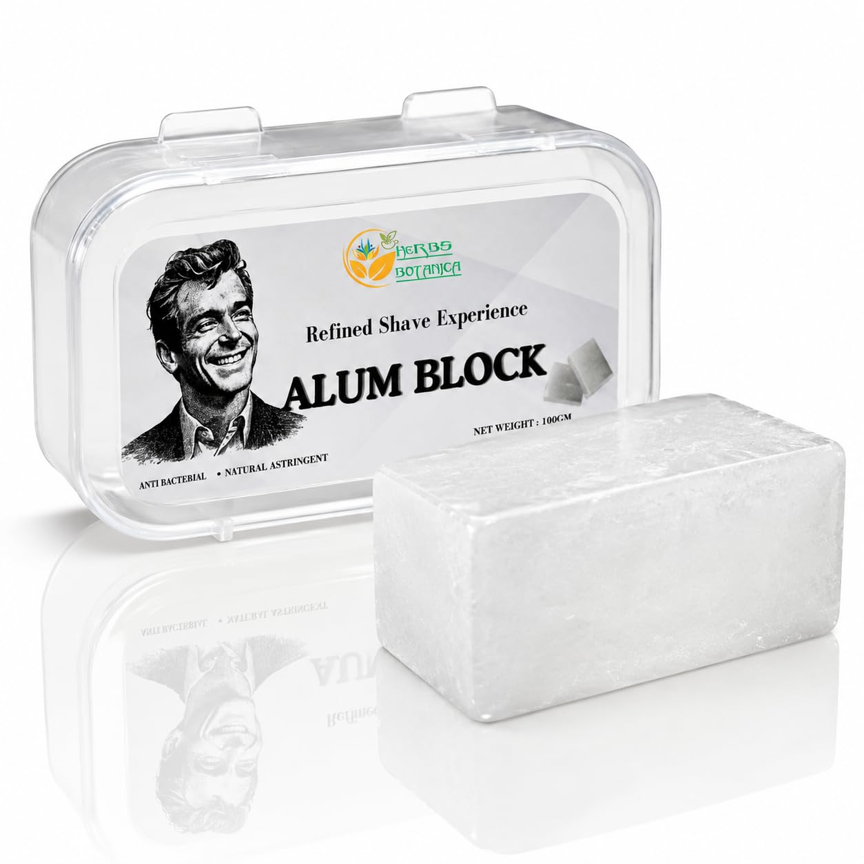 Herbs Botanica Alum Block for Shaving, Potassium Alum 3.5oz