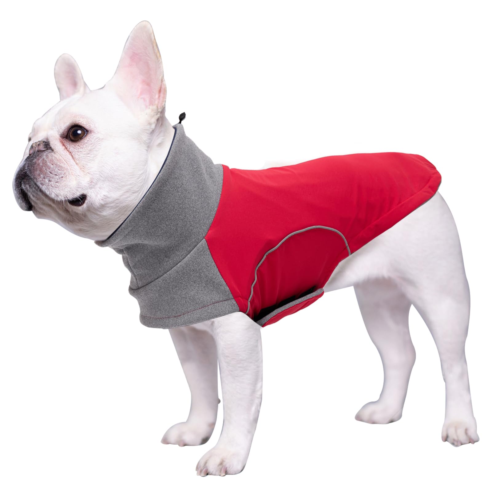 Geyecete french bulldog coat dog coat french bulldog with Harness Slot,Dachshund Jumper withTurtle Neck Pet Garment Ideal for Walking,Hiking-Red-S — image 1