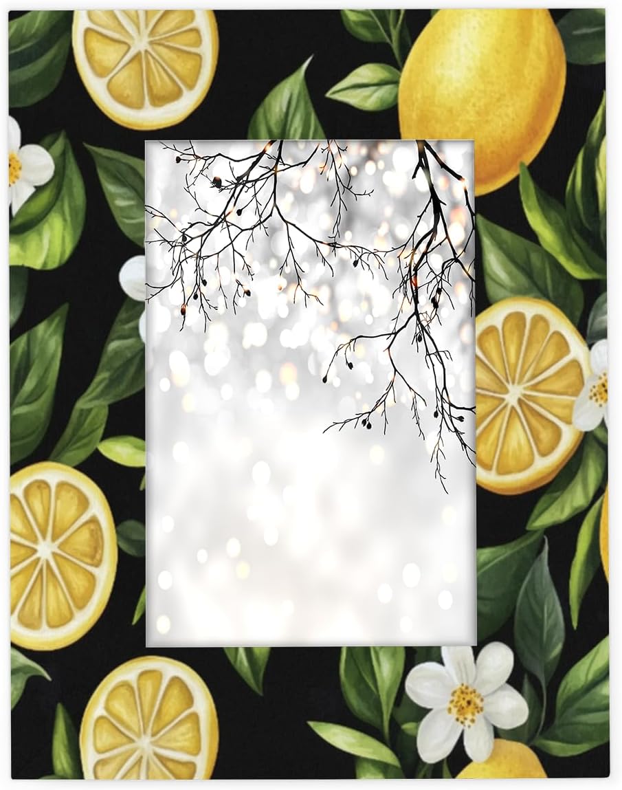 Lemon 5x7 Picture Frame, Tree Flowers Photo Picture Frame Display 5x7 or 4x6 Pictures for Wall and Table Vertical or Horizontal Display Photo Frame