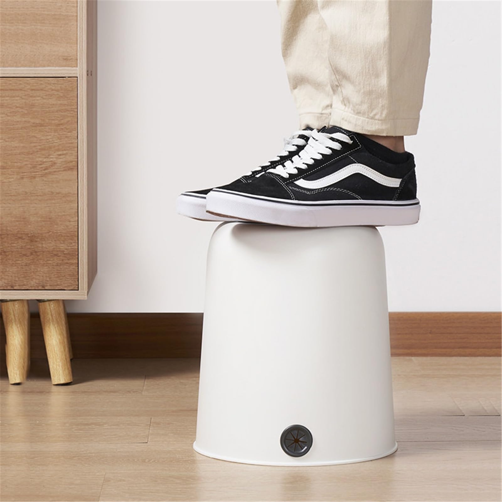 Bidone della spazzatura Soggiorno Pattumiera Casa Cucina Bagno WC(Bianco,Grande)