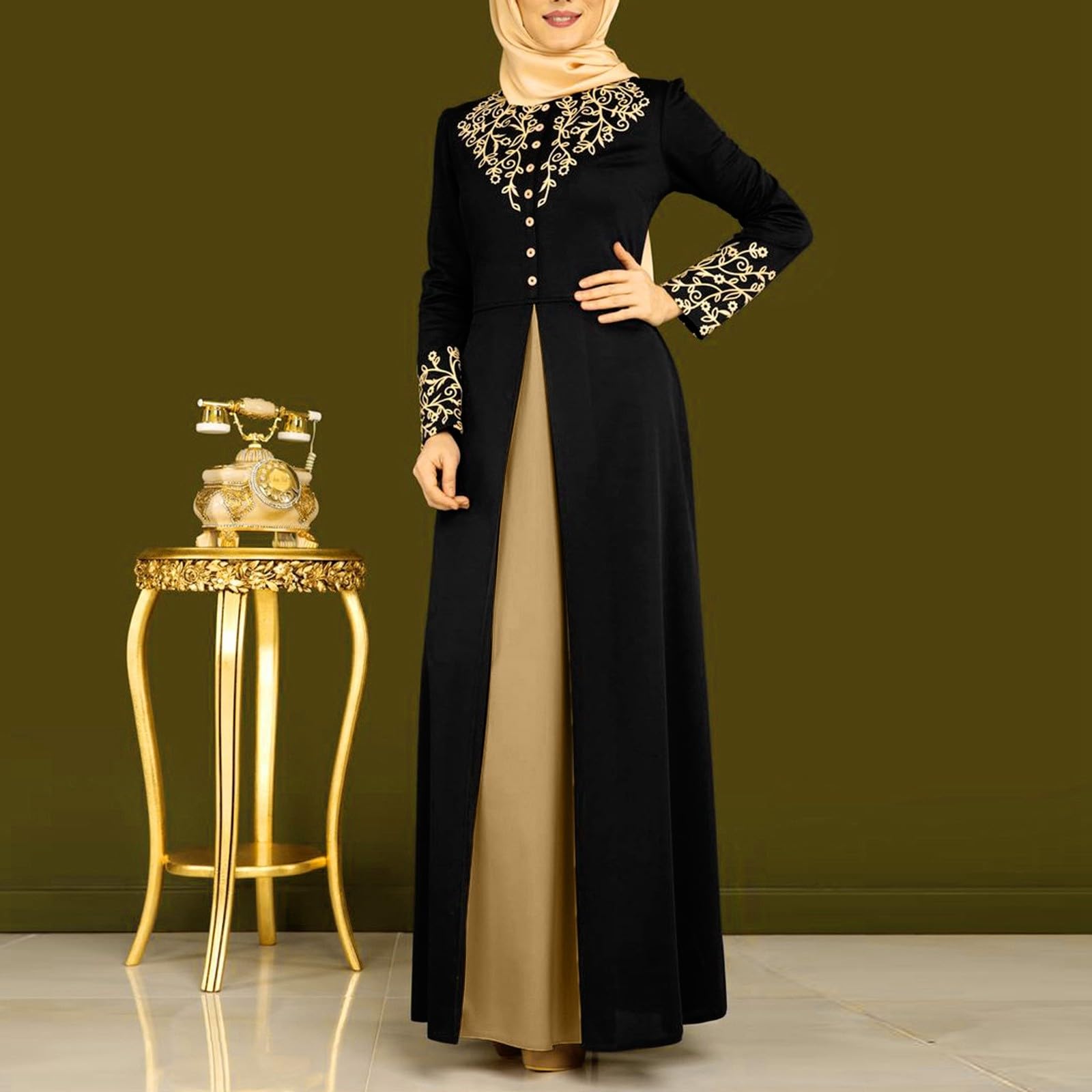 Abaya Muslim - Vestito da preghiera da donna, a maniche lunghe, islamiche, per preghiera, per feste, spose, serate, con Hijab