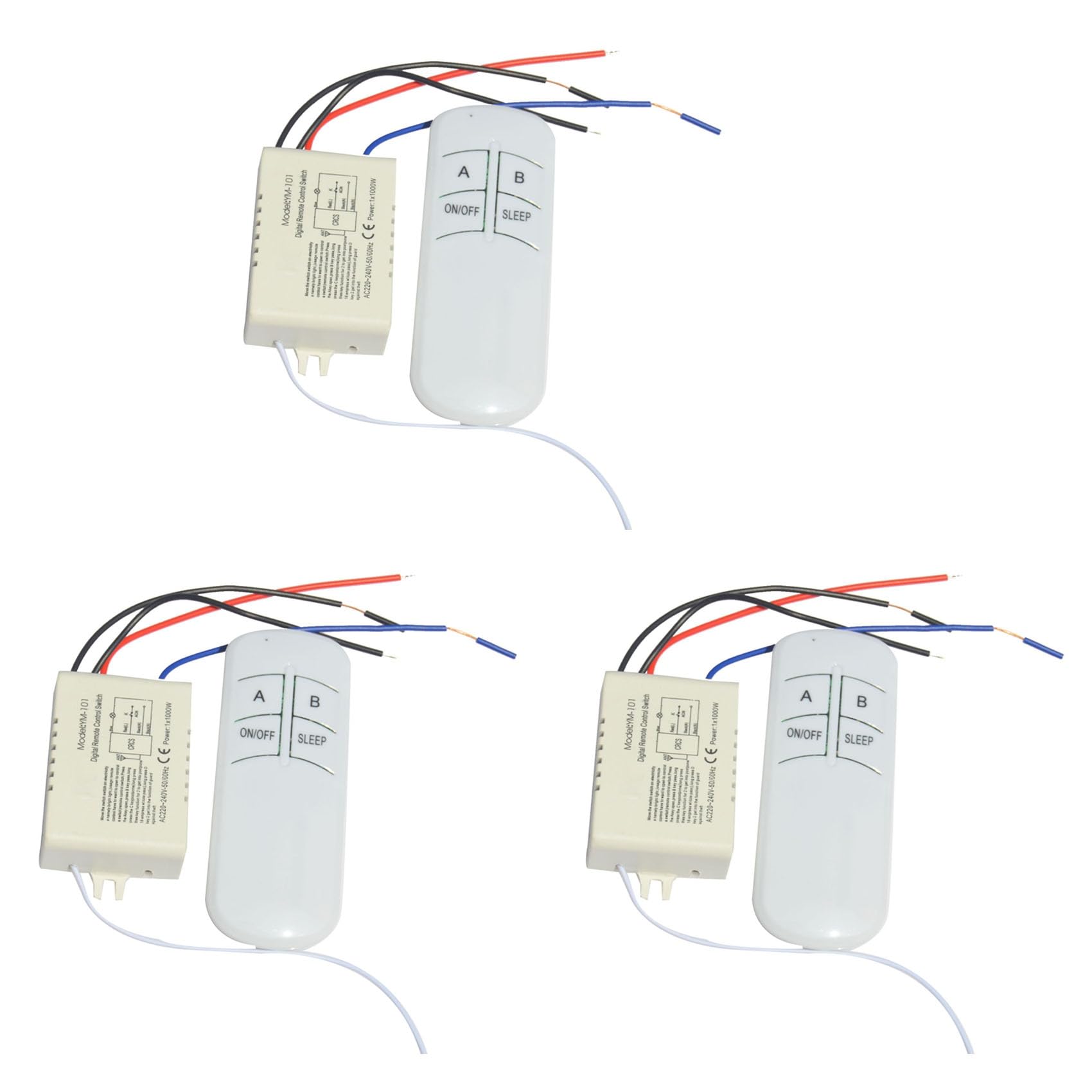 Jnchdghwa Photo Color 3X Wireless On/Off 1 Way 220V Lamp Remote Control Switch Receiver Transmitter Controller Lamp Home Replacements Parts