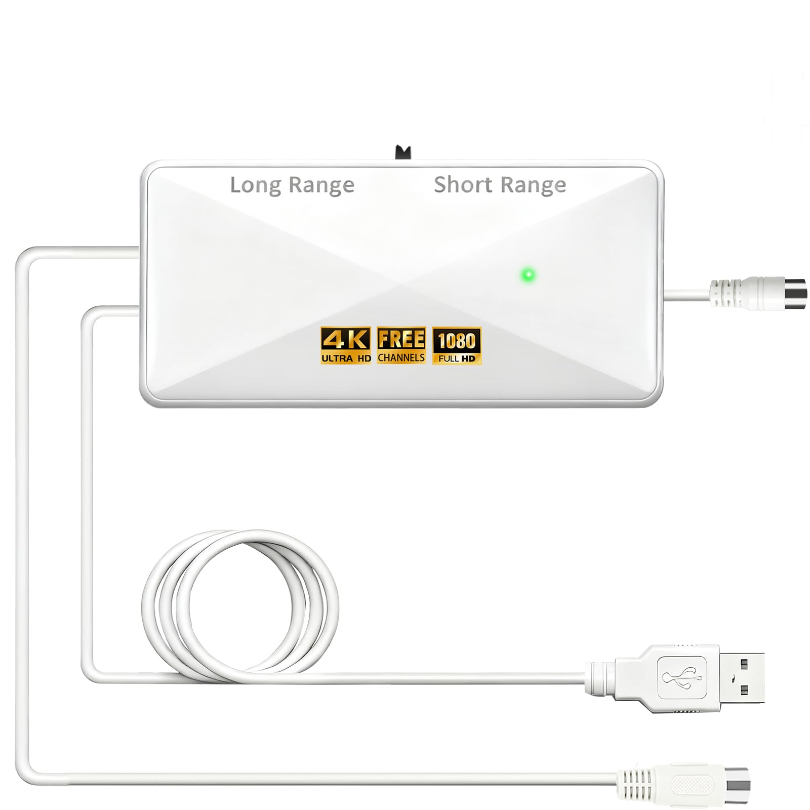 Tv Aerial Booster, High Gain Tv Signal Booster Aerial Amplifier, USB Power Adjustable Reception Range Tvs Antenna Booster Amplifier(Off-White)