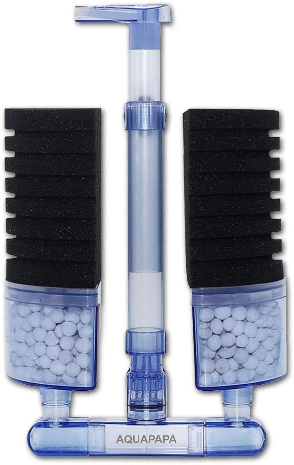 Multi Layer Filter Media Biochemical Dual Sponge Filter for Betta Fry Aquarium Fish Tank Up to 50 Gallon (2-Pack)