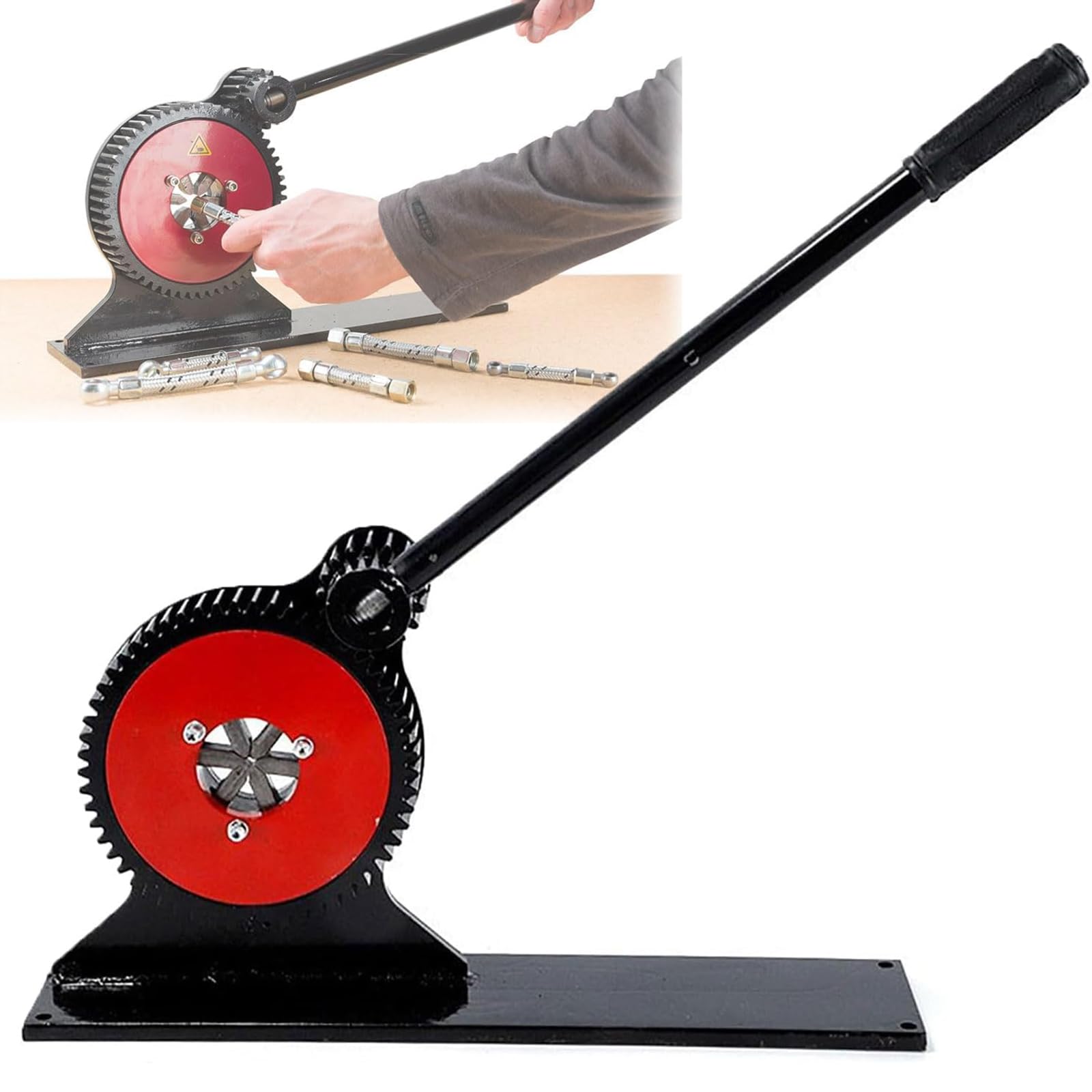 Adtzpc Manual Hose Crimper, 6-32mm Mechanical Gear Hose Crimping Machine with 6 Teeth Gear and Extended Handle, Safe Fast Secure Crimping, for Pump Inlet, Return, and Outlet Pipes