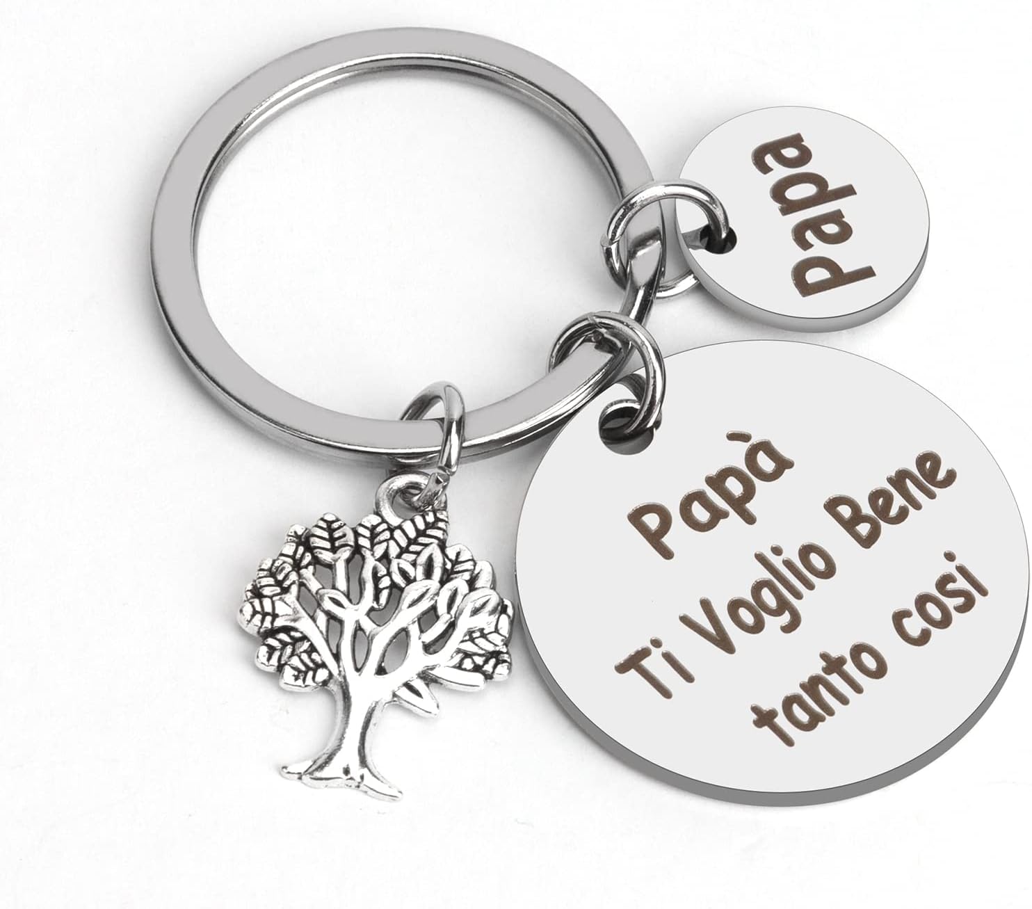 Portachiavi Papà – Regalo Per Compleanno, Festa Del Papà, Con Ciondolo Argento 3 Cm - 6