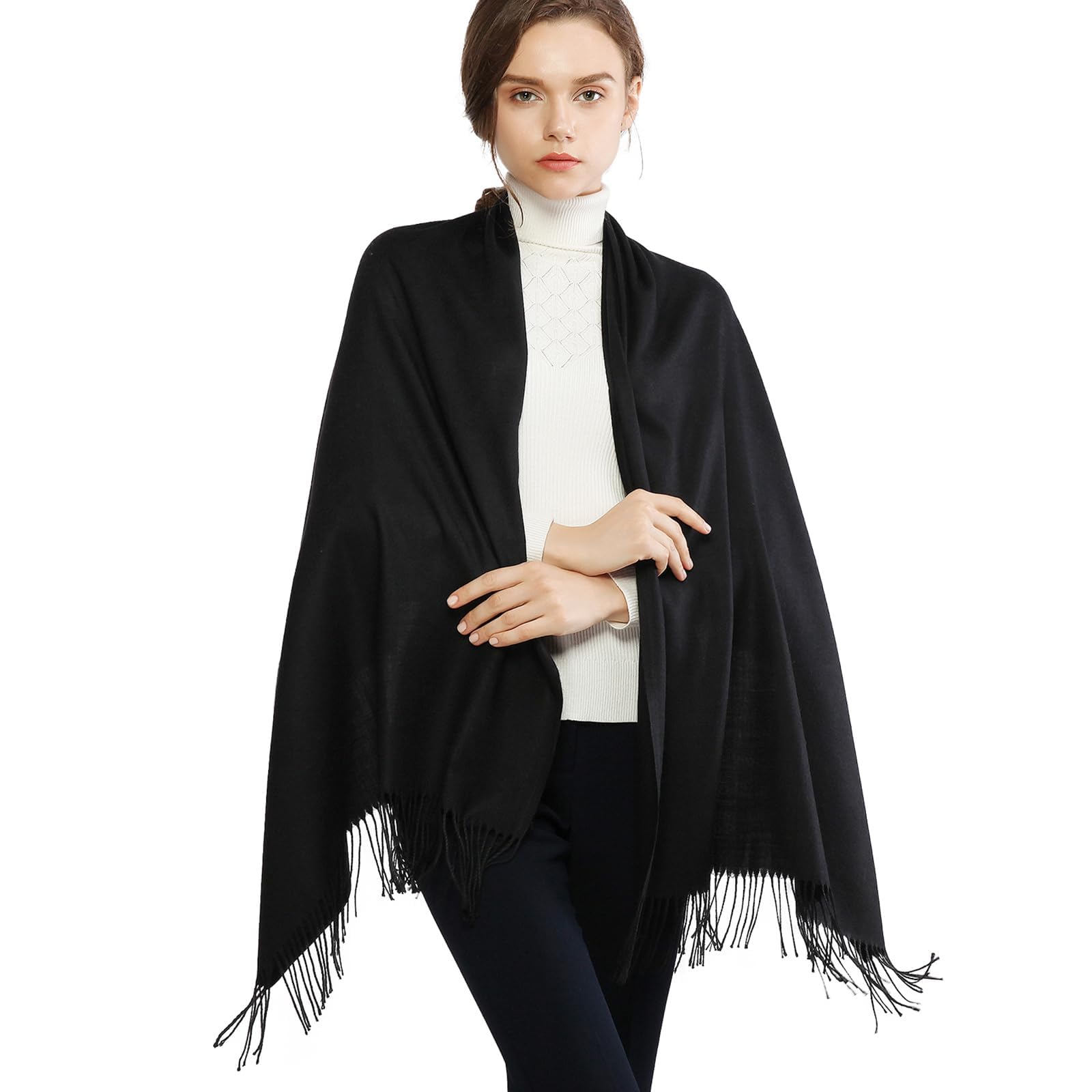 RIIQIICHY Sciarpa Scialle Donna Stola Invernale Pashmina Elegante Cerimonia Con Frange
