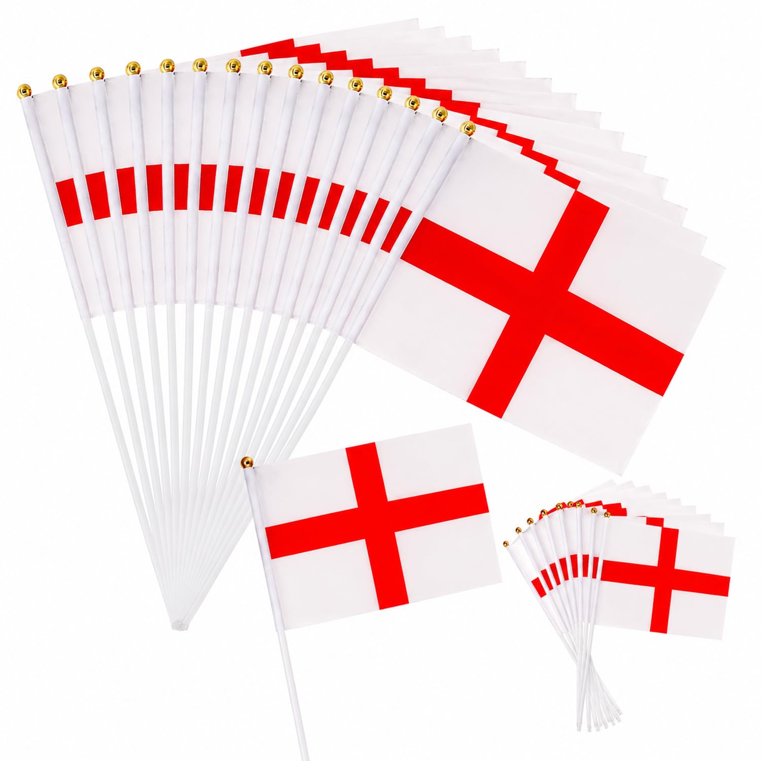30PCS England Flags, Mini ST Georges Flag for Football Match, England Decorations for Sports Events, Celebrations, Cultural Activities, 14x21cm/5.5 x 8.3 in