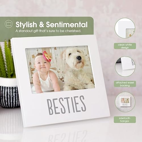 Miniatura 4 de Pearhead Marco de recuerdos para mejores amigas y bebé, marco de fotos de madera para bebé y mascota, con soporte para caballete y colgador de