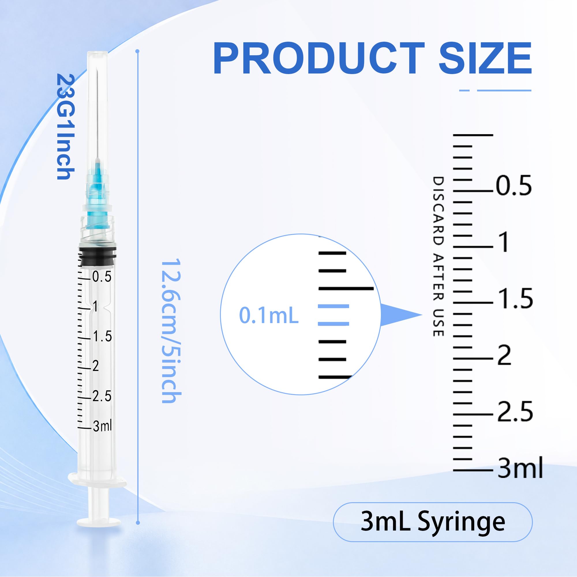 3ml Disposable Syringe with 23G-1 Inch(25mm) Luer Lock Syringes, 100 Pack — Amazon image 2