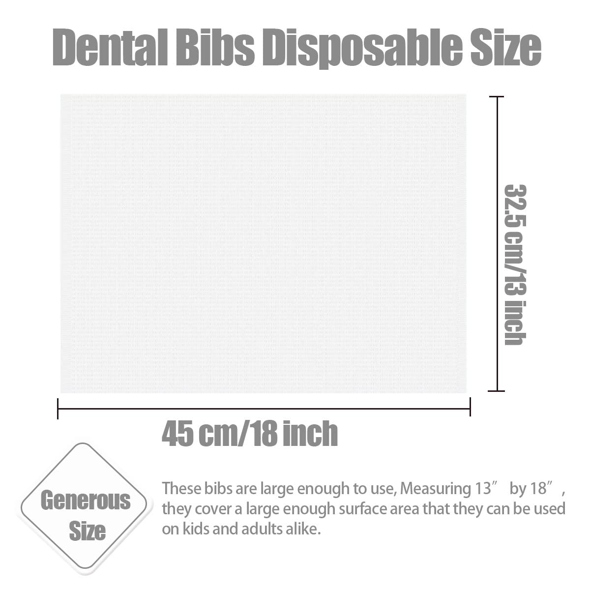 Lot de 125 bavoirs dentaires jetables pour patient, 33 x 45,7 cm, imperméables à 3 plis, pour piercing de tatouage, clinique dentaire, station de tatouage et salon