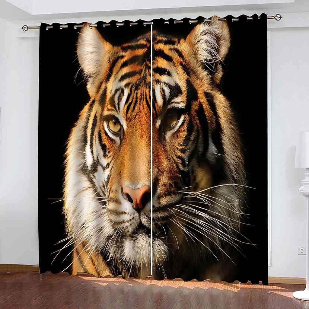 Rideaux occultants motif tigre isolant bruits et froid pour salon