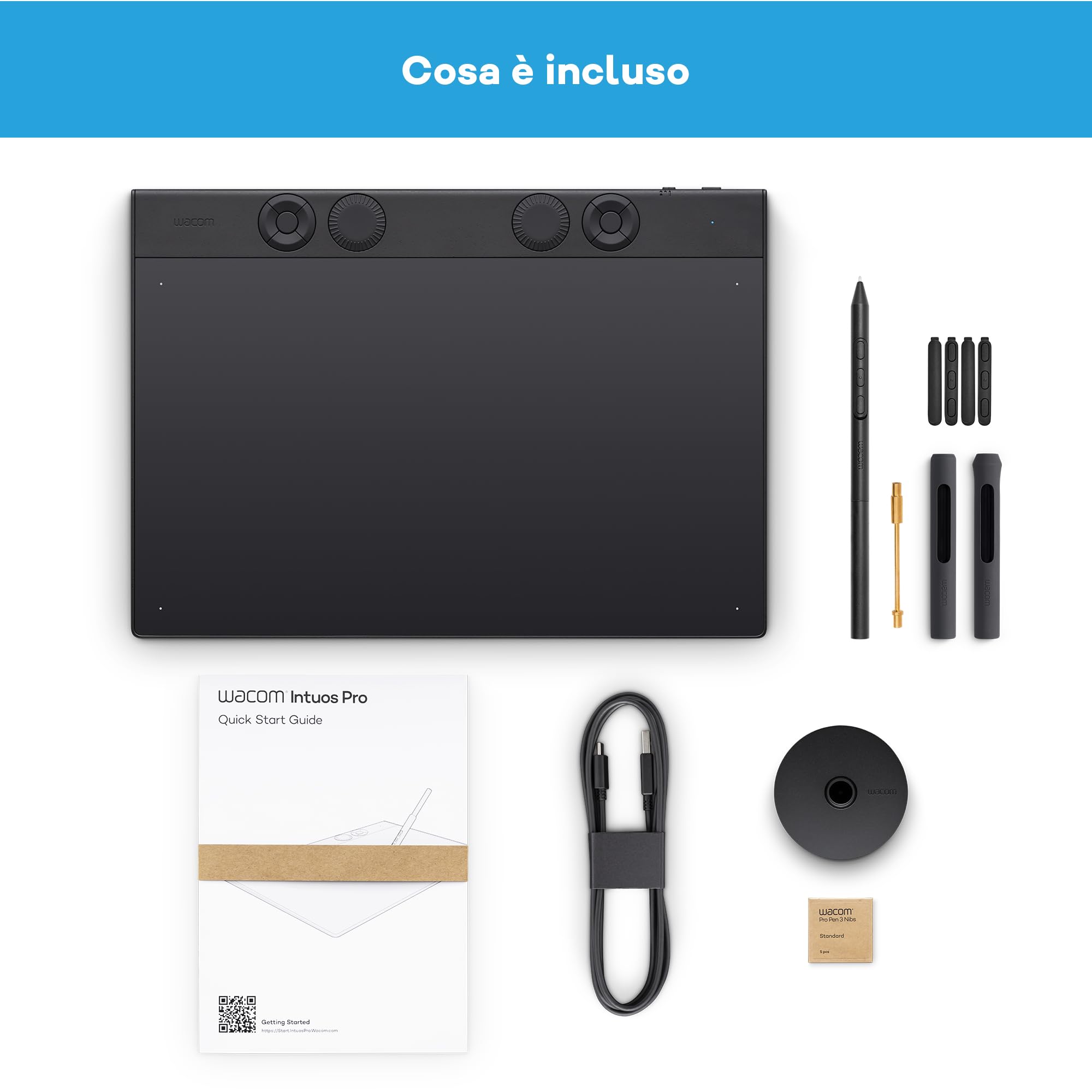 Wacom Intuos Pro Medium – tavoletta grafica compatta e leggera, tablet con penna con Wacom Pro Pen 3, ideale per illustratori, designer ed editor che cercano precisione e performance professionali