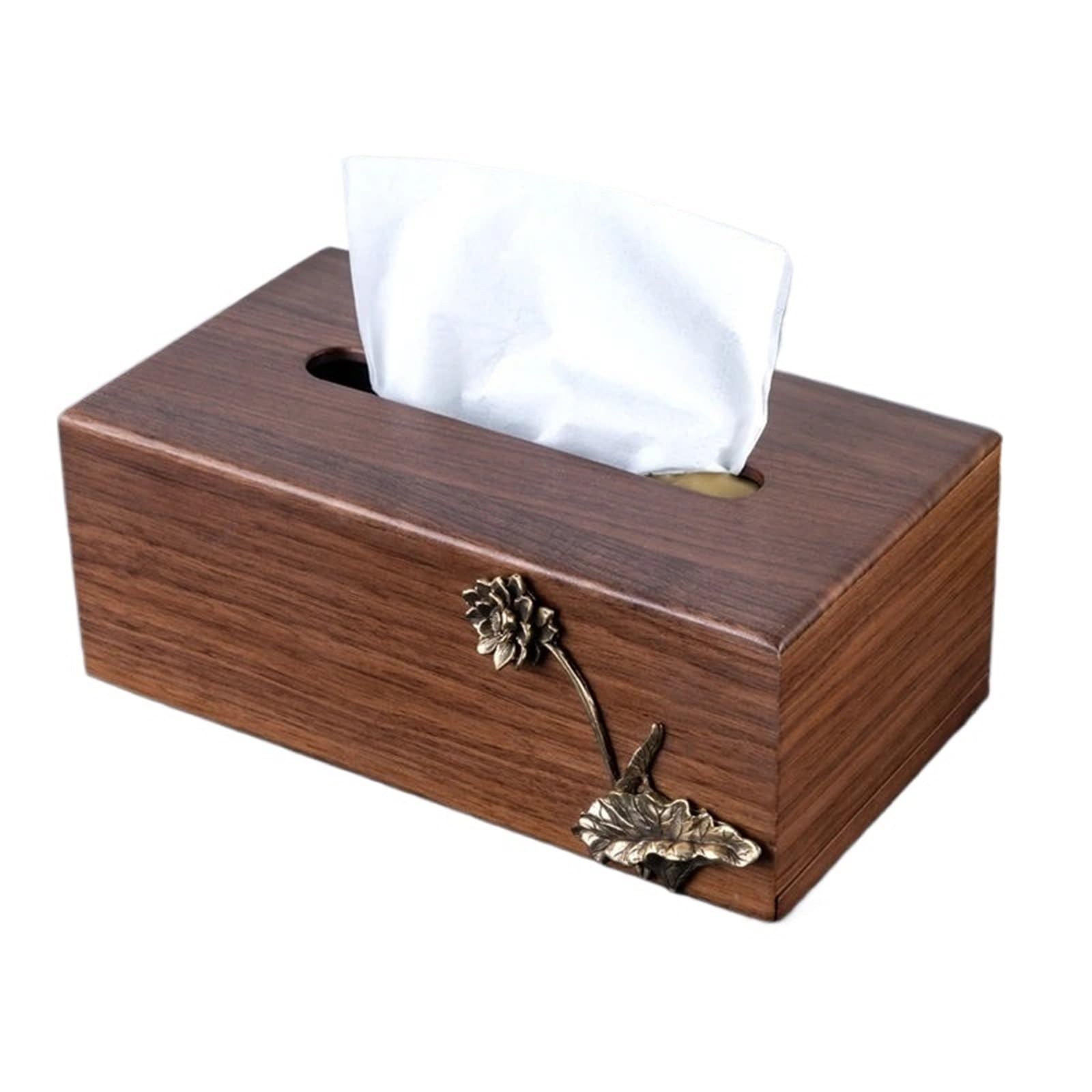 Wood Tissue Box Relief Pattern Wooden Tissue Box Napkin Towel Holders Storage Container Home Desktop Rectangular Toilet Paper Shelves(Color1)