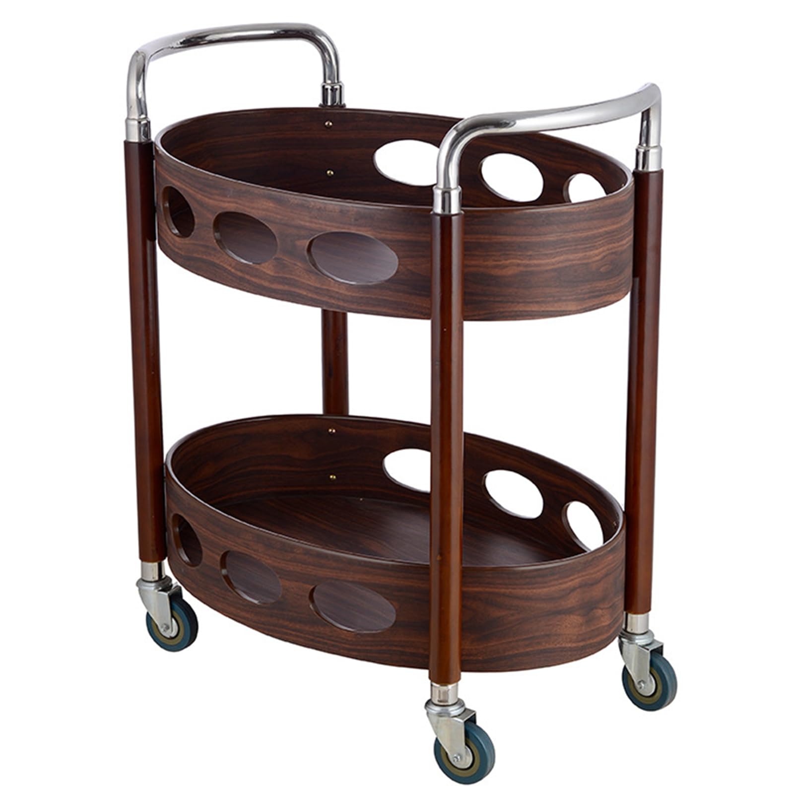 Chariot de bar en D avec étagères à 2 niveaux, chariot de service roulant pour la maison et la cuisine, chariots de bar en métal sur roulettes, Slish Sto Solut pour le divertissement