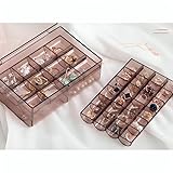 Vachhraj Small Portable 2 Layer Acrylic Jewelry Storage Box Organizer Holder case with Lid for Earrings Necklaces Bracelets Rings with 24-Grid Tray (Multicolor, 1 PCS)