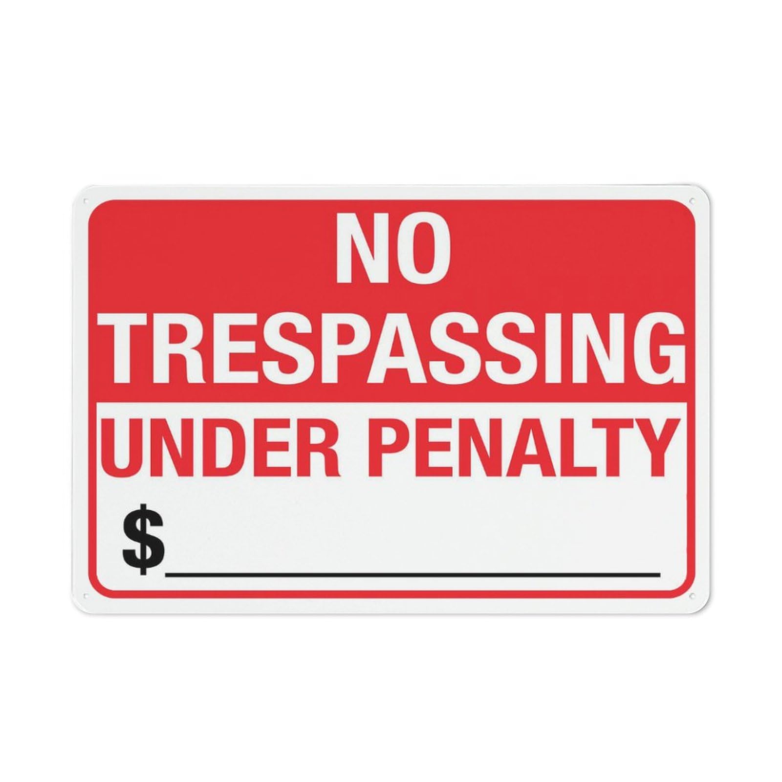 No Trespassing - Under Penalty Sign, 8x12 Inch Tin Wall Decor for Garden & Yard