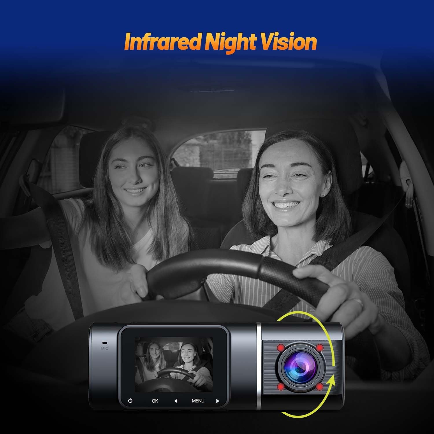 Infrared Night Vision feature of the dash cam