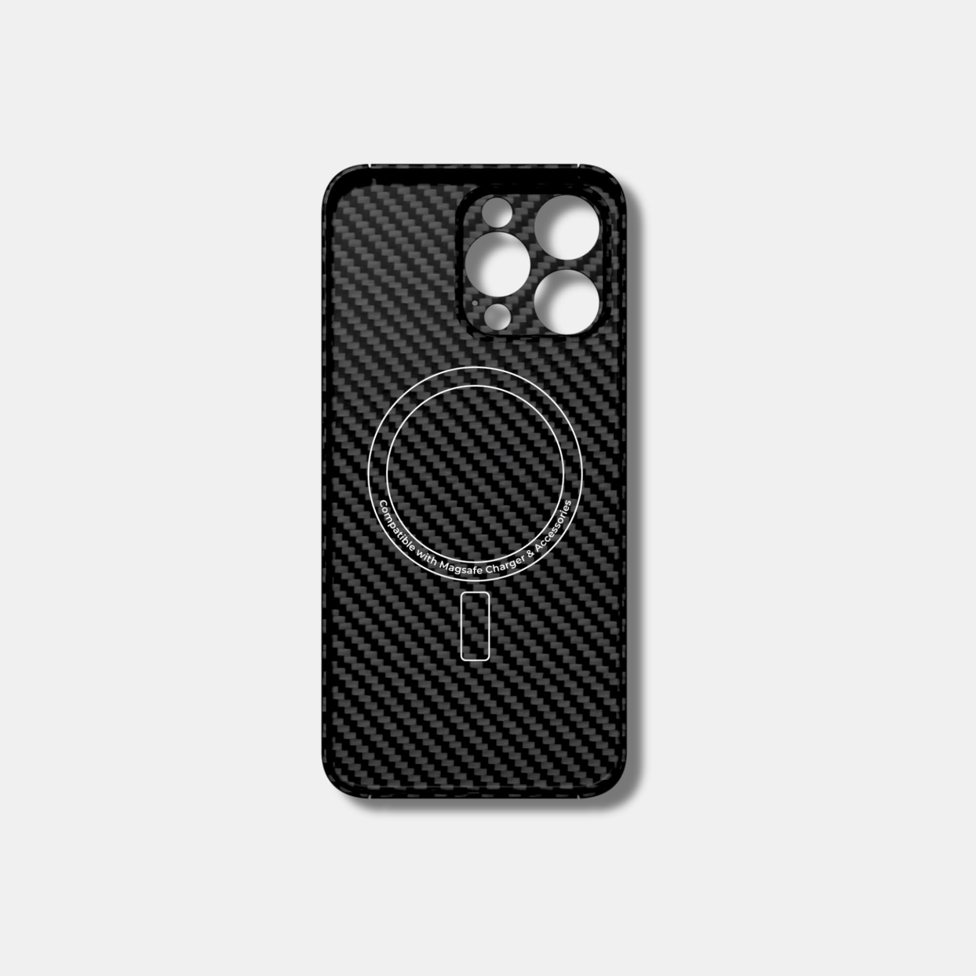 Custodia ibrida in carbonio x aramide (Kevlar) per iPhone 14, 15, 16, magnetica, cover rigida, protezione – nero – uomo | Pro – Max (iPhone 14 Pro)