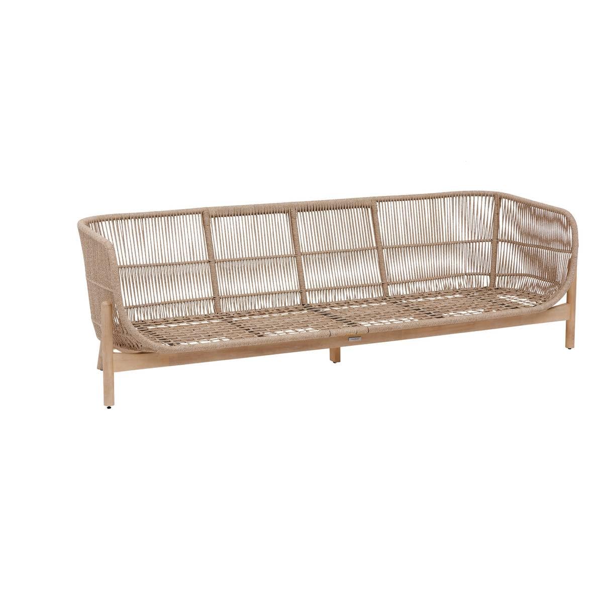 Hespéride - Divano da Giardino Deona Color Tortora e Acacia - 3 posti - Cuscini sfoderabili e idrorepellenti - Arredamento per Giardino, terrazzo e Balcone