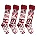 LimBridge Christmas Stockings, 4 Pack 24 inches Extra Long Snowflake Reindeer Knit Knitted Xmas Rustic Personalized Large Stocking Decorations for Family Holiday Season Decor, Cream Burgundy