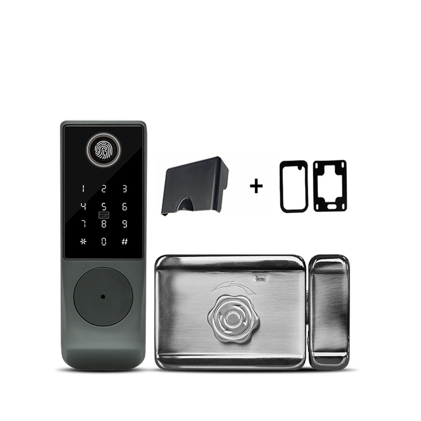 Front Door Lock TUYA Fingerprint Magnetic Card Password Key Remote Unlock Courtyard Apartment Outdoor Waterproof Smart Door Lock(Single ttlock)