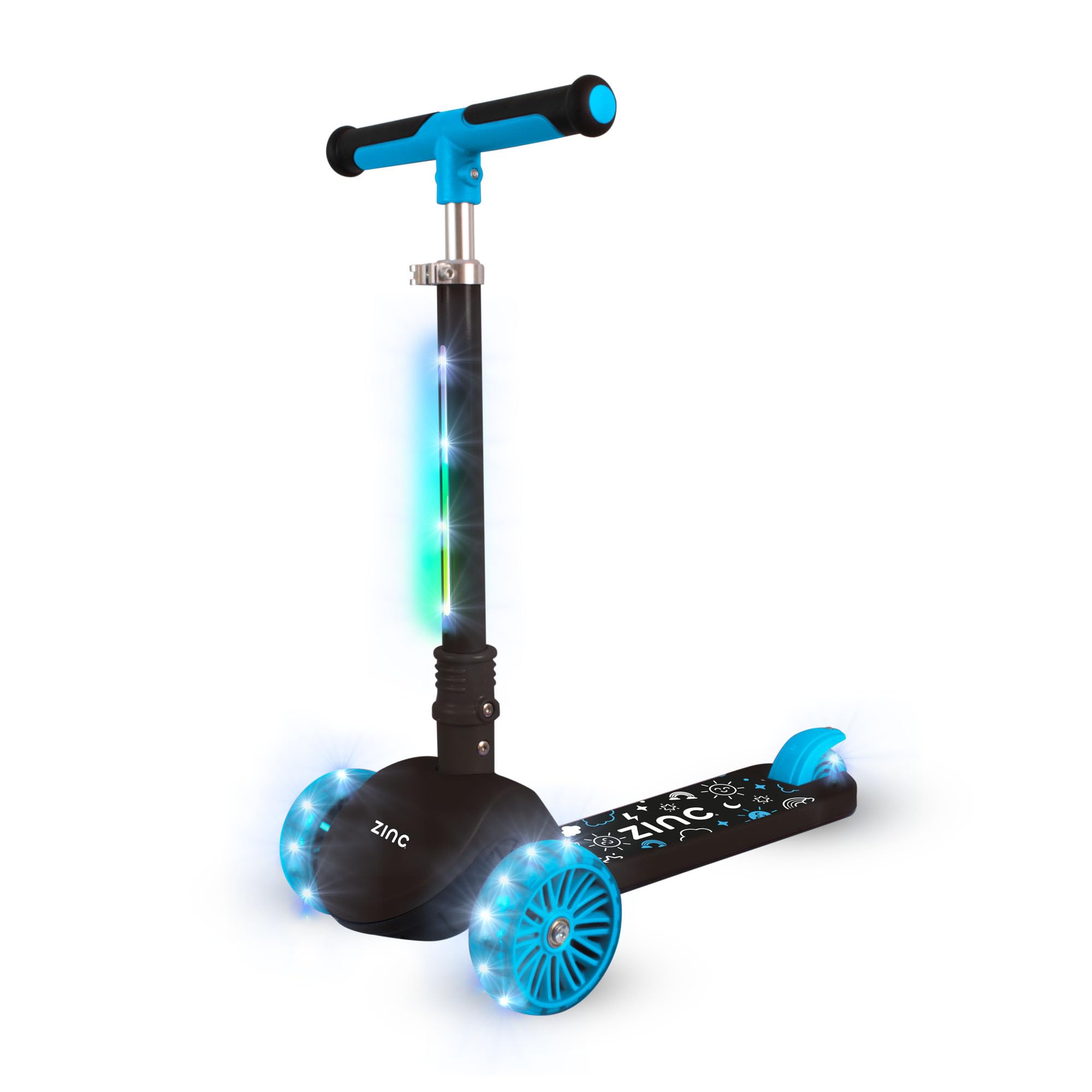 Zinc 3-Wheeled Folding Scooter - Black & Blue