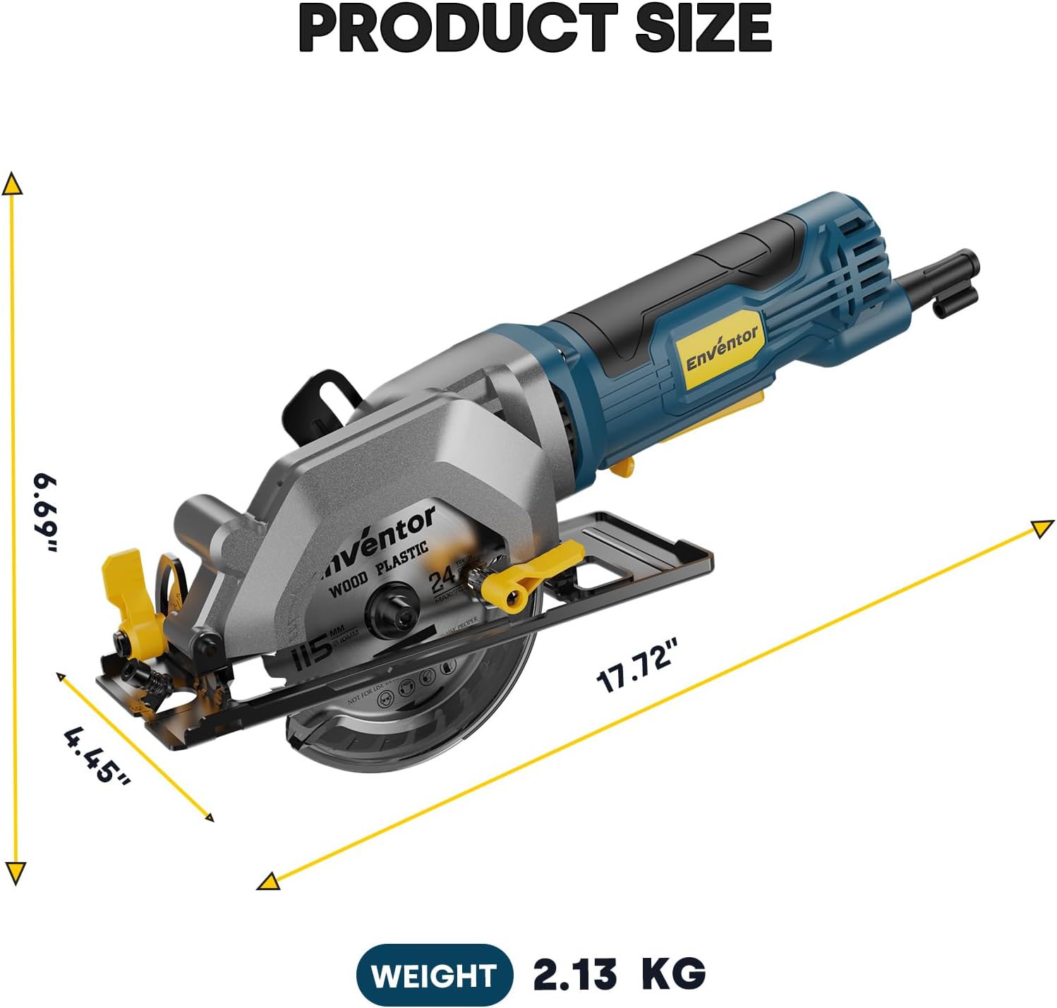 Enventor Mini Circular Saw, 4.8A 4-1/2" Electric Circular Saw with 3 Saw Blades, 4000RPM, Max Cutting Depth 1-1/16" for Wood Cutting