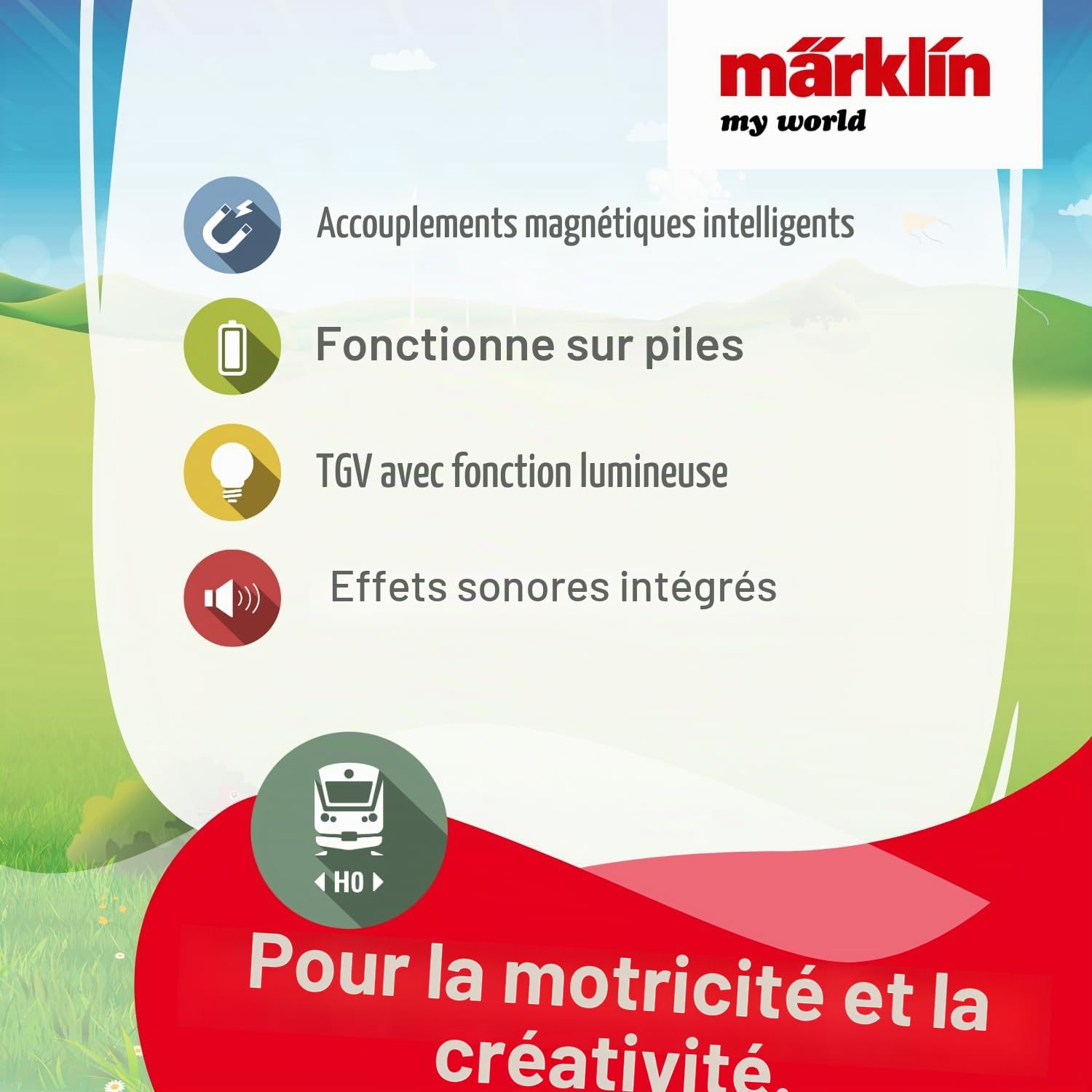 Märklin My World Ice 3 Kit de démarrage électrique à Grande Vitesse 63 cm avec télécommande à partir de 3 Ans