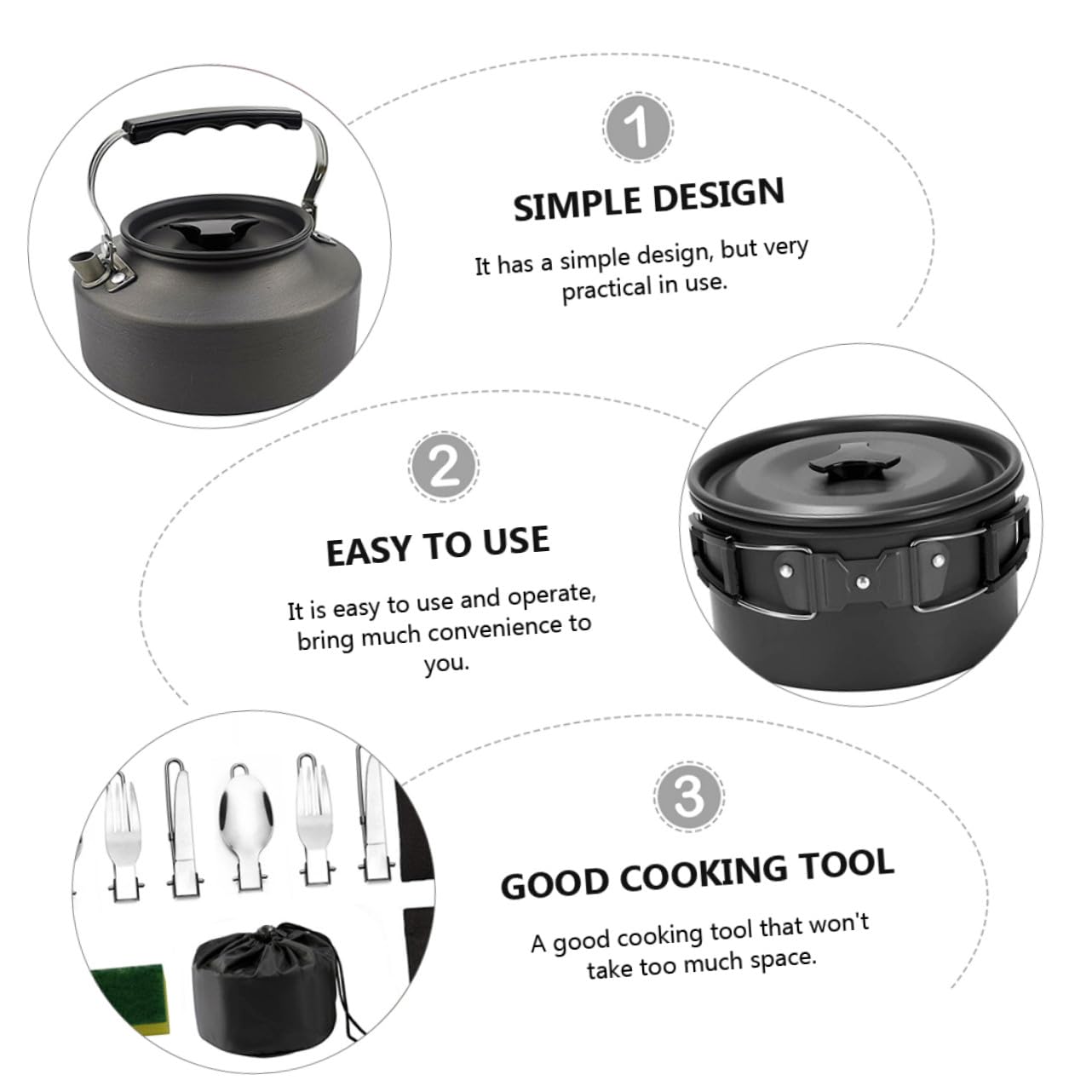 VICASKY Ustensiles Cuisine Camping Barbecue Réchaud Plat Vaisselle Ustensiles Randonnée