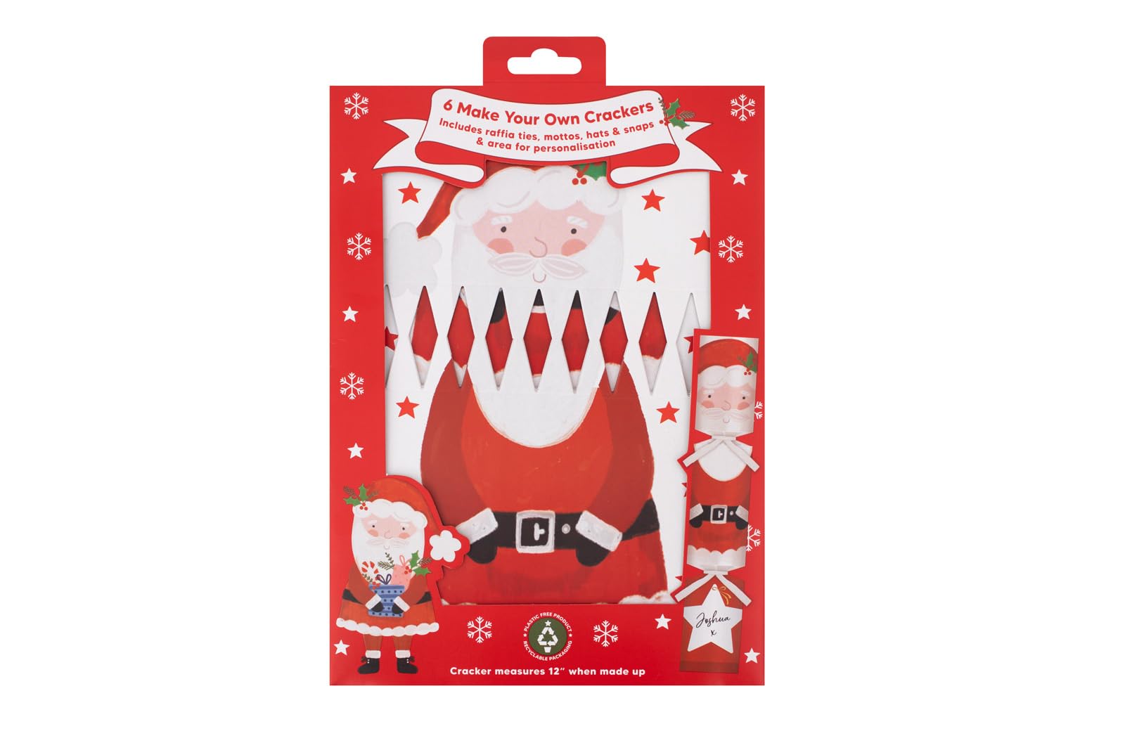 RSW Make Your Own Santa Christmas Crackers – 6 Pack 12" DIY Festive Crackers with Hats & Mottos – Fun Family Christmas Activity