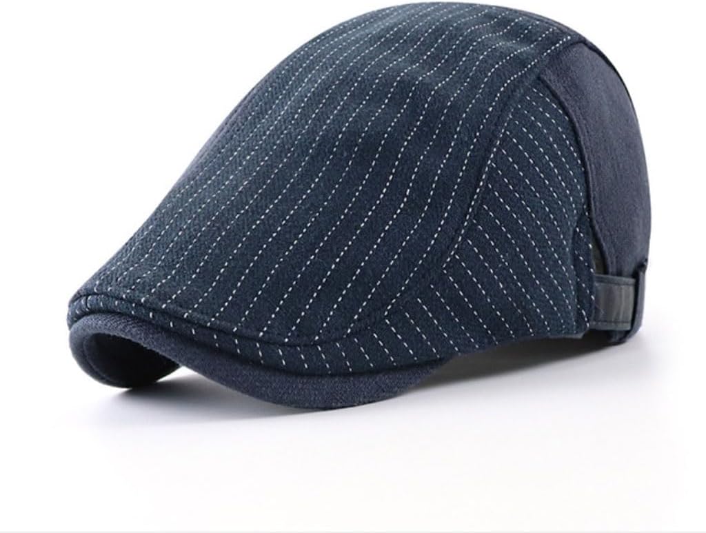 Linen Newsboy Caps for Men Striped Driving Hats Winter Autumn Cap Women Adjustable Flat Hat