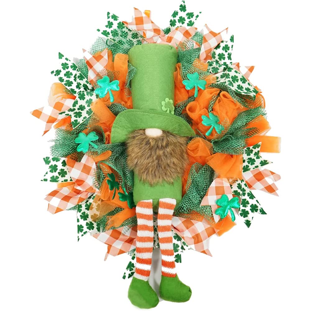 FantastCostumesSt.Patrick's Day Wreath Cute Front Door Wreath Wall Decor Spring Lucky Wreaths Green