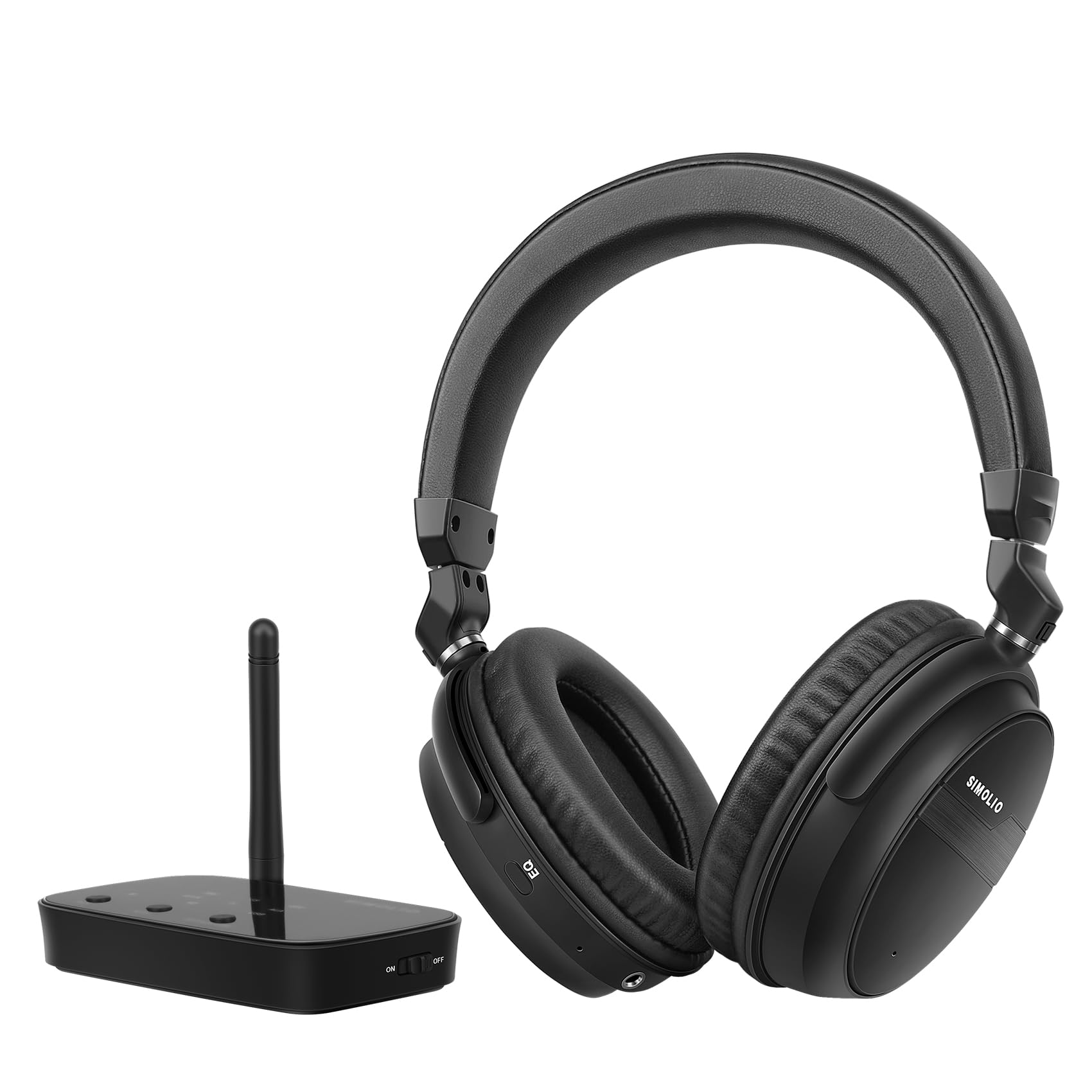 SIMOLIO Wireless Headphones for TV w/3 EQ, aptX Low Latency&aptX HD, Bluetooth Transmitter Headphones Set w/Dialog Mode for Seniors, Digital Optical/
